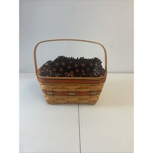 Longaberger‎ Basket w/ Handle & Jack-O-Lantern Halloween Liner+Plastic Protector